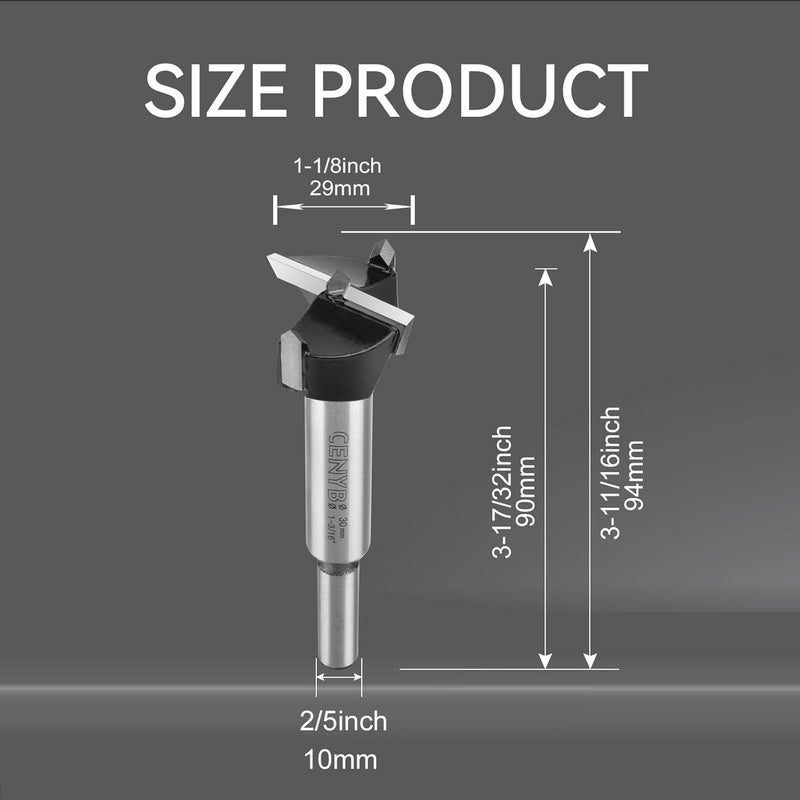 cenyb 29mm | 1-1/8inch Carbide Forstner bit, 2.0mm Thickness of YG8 Carbide, Woodworking Hinge Cutter Tool Kits for Wood, Plywood and Plastic by - Image 3